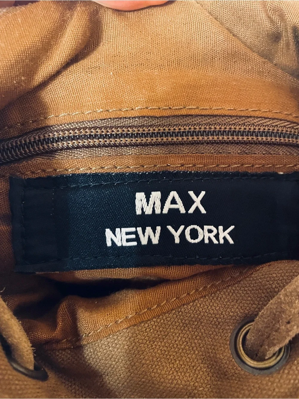 Max New York Brown Suede Leather Fringe Backpack Boho Western